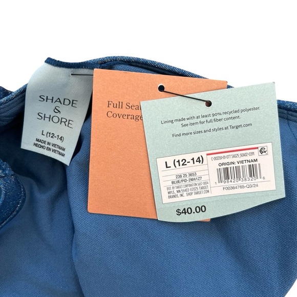 Shade & Shore Glittery Blue Swimsuit, 12-14 - Picture 3 of 6